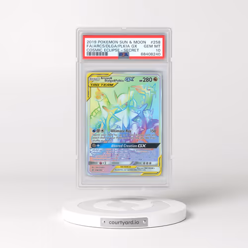 2019 Pokémon Sun & Moon Cosmic Eclipse #258 Arceus & Dialga & Palkia GX - Holo Full Art Secret (PSA