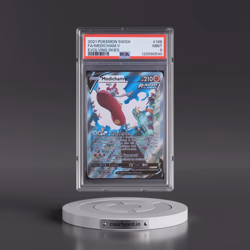 2021 Pokémon Sword & Shield Evolving Skies #186 Medicham V - Holo Full Art (PSA 9 MINT)