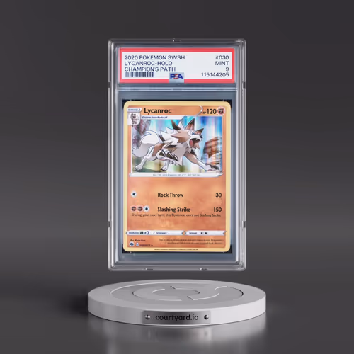 2020 Pokémon Sword & Shield Champion's Path #030 Lycanroc - Holo (PSA 9 MINT)
