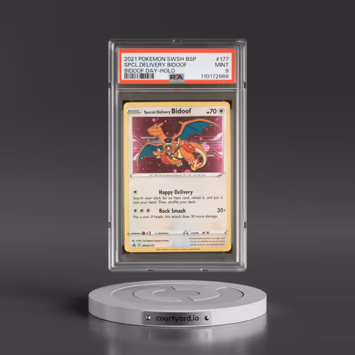2021 Pokémon Swsh Black Star Promo #177 Special Delivery Bidoof - Holo Bidoof Day (PSA 9 MINT)