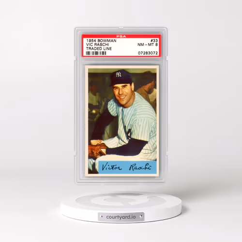 1954 Bowman #33 Vic Raschi - Traded Line (PSA 8 NM-MT)