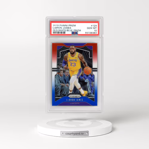 2019 Panini Prizm #129 LeBron James - Red/White/Blue Prizm (PSA 10 GEM MINT)