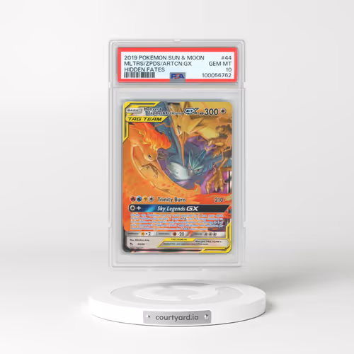 2019 Pokémon Sun & Moon Hidden Fates #44 Moltres & Zapdos & Articuno GX - Holo (PSA 10 GEM MINT)