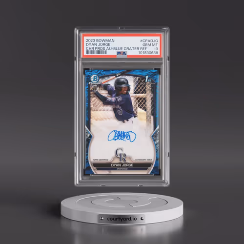 2023 Bowman Chrome Prospect Autographs #CPADJG Dyan Jorge - Blue Lunar Crater Refractor (PSA 10 GEM