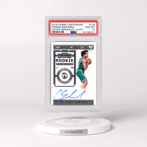 2019 Panini Contenders #126 Carsen Edwards - Facing Sideways-Autograph (PSA 10 GEM MINT)
