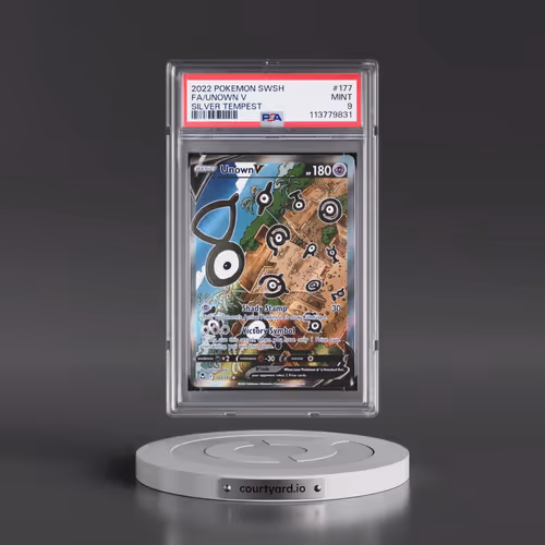 2022 Pokémon Sword & Shield Silver Tempest #177 Unown V - Holo Full Art (PSA 9 MINT)