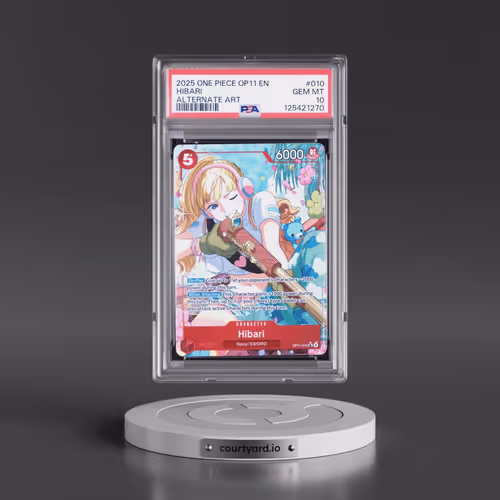 2025 One Piece OP11-A Fist of Divine Speed #010 Hibari - Alternate Art (PSA 10 GEM MINT)
