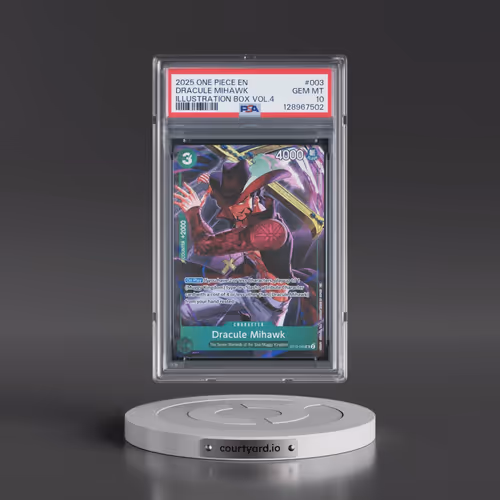2025 One Piece Promos #003 Dracule Mihawk - Illustration Box Vol.4 (PSA 10 GEM MINT)