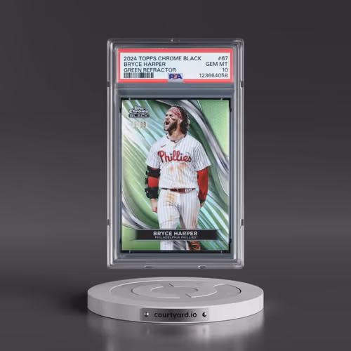 2024 Topps Chrome Black #67 Bryce Harper - Green Refractor (PSA 10 GEM MINT)