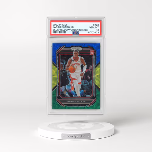 2022 Panini Prizm #228 Jabari Smith Jr. - Blue/Yellow/Green Choice (PSA 10 GEM MINT)