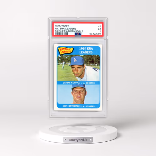 1965 Topps #8 N.L. ERA Leaders - S.Koufax/D.Drysdale (PSA 5 EX)