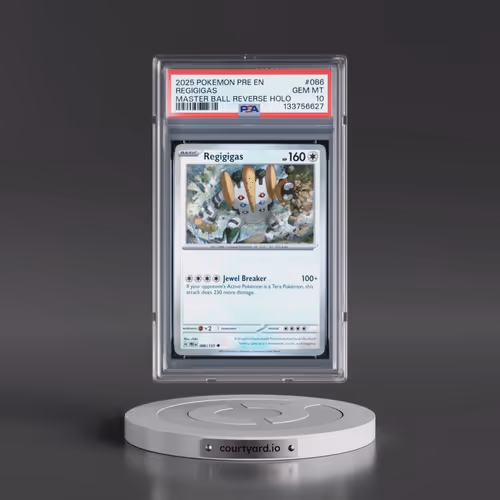2025 Pokémon Pre EN-Prismatic Evolutions #086 Regigigas - Reverse Holo Master Ball (PSA 10 GEM MINT)