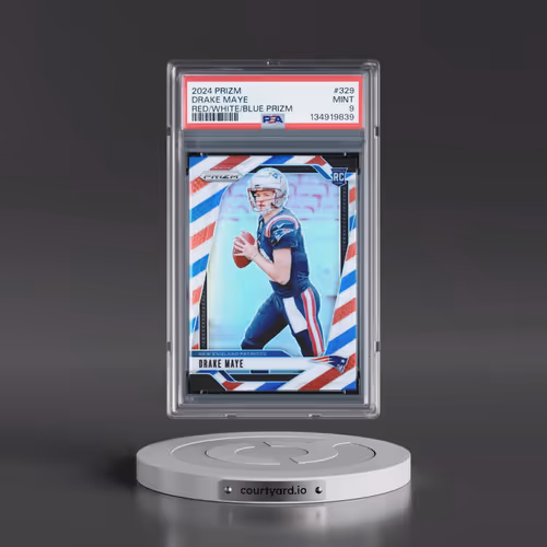 2024 Panini Prizm #329 Drake Maye - Red/White/Blue Prizm (PSA 9 MINT)