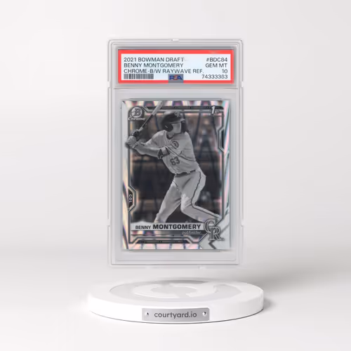 2021 Bowman Draft #BDC84 Benny Montgomery - Chrome-Black & White Raywave Refractor (PSA 10 GEM MINT)