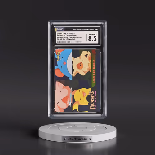 1999 Pokémon the First Movie #44 Looks Like Trouble... - First Print (Blue Topps Logo) Silver Foil (