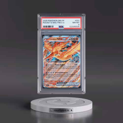 2025 Pokémon Dri EN-Destined Rivals #031 Team Rocket's Moltres EX - Holo (PSA 8 NM-MT)