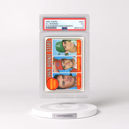 1969 Topps #597 A.L. Rookies - Floyd/Burchart/Fingers (PSA 5 EX)