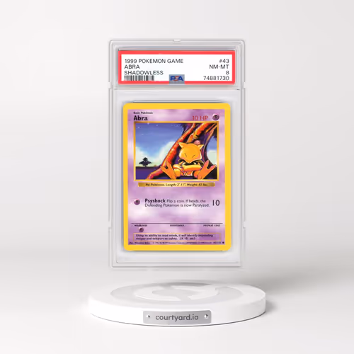 1999 Pokémon Game #43 Abra - Shadowless (PSA 8 NM-MT)