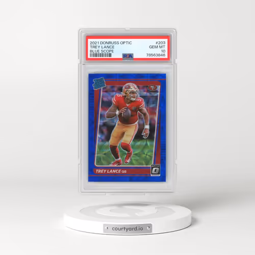 2021 Panini Donruss Optic #203 Trey Lance - Blue Scope (PSA 10 GEM MINT)