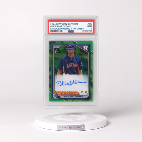 2024 Bowman Sapphire Edition Chrome Prospects Sapphire Autographs #BM Brice Matthews - Green (PSA 9