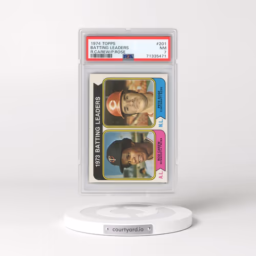 1974 Topps #201 Batting Leaders - R.Carew/P.Rose (PSA 7 NM)