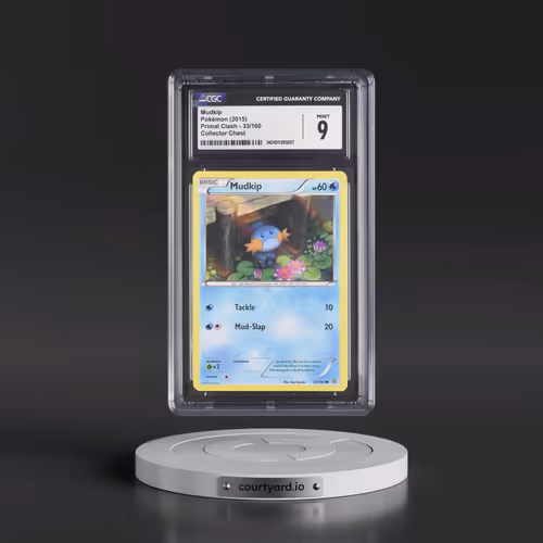2015 Primal Clash #33/160 Mudkip - (Holo Lines are 45 Deg.) Sheen Holo Collector Chest (CGC 9 MINT)