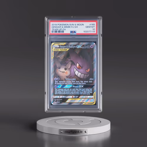 2019 Pokémon Sun & Moon Team Up #165 Gengar & Mimikyu GX - Holo Full Art (PSA 10 GEM MINT)