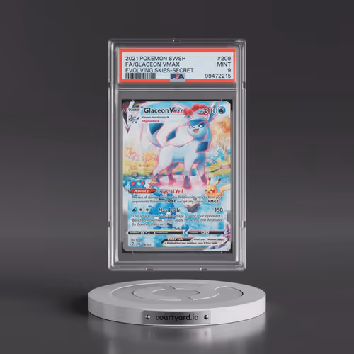 2021 Pokémon Sword & Shield Evolving Skies #209 Glaceon Vmax - Full Art Secret (PSA 9 MINT)