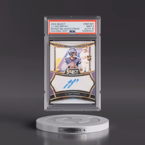 2024 Panini Select Rookie Signatures #RSPJMY JJ McCarthy - White Prizm (PSA 9 MINT)