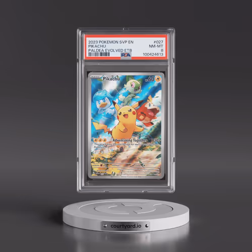 2023 Pokémon Svp EN-SV Black Star Promo #027 Pikachu - Paldea Evolved Elite Trainer Box (PSA 8 NM-MT
