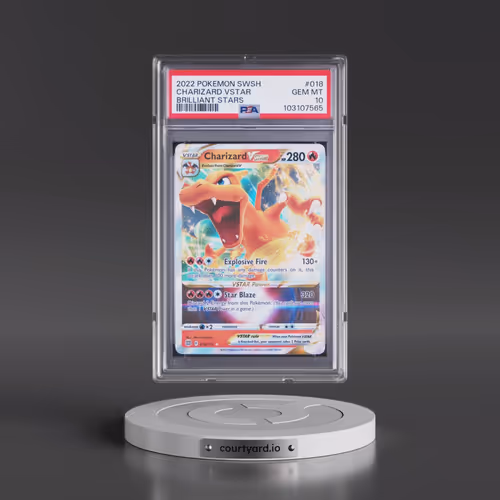 2022 Pokémon Sword & Shield Brilliant Stars #018 Charizard Vstar (PSA 10 GEM MINT)