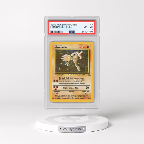 1999 Pokémon Fossil #7 Hitmonlee - Holo (PSA 8 NM-MT)