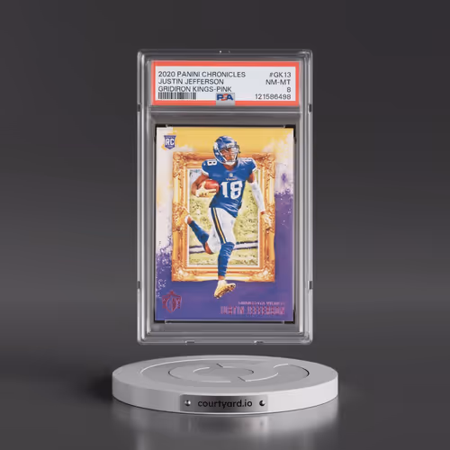 2020 Panini Chronicles Gridiron Kings #GK13 Justin Jefferson - Pink (PSA 8 NM-MT)