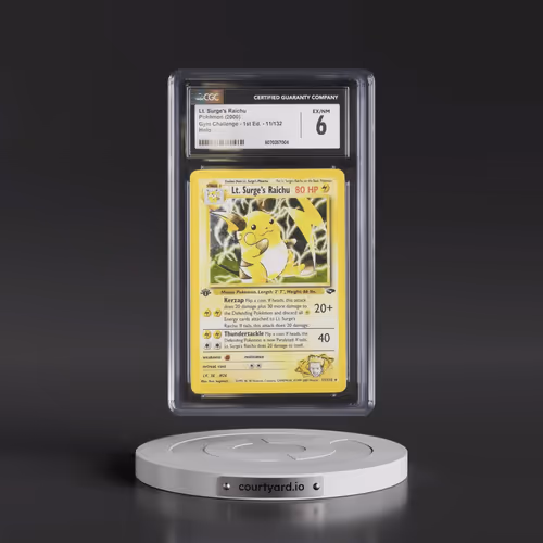 2000 Gym Challenge #11/132 Lt. Surge's Raichu - 1st Edition Holo (CGC 6 EX-NM)