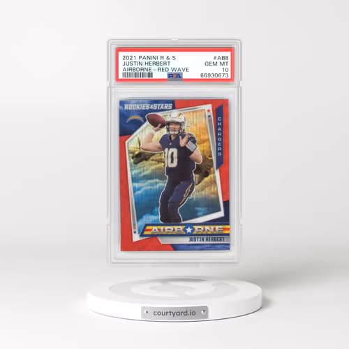 2021 Panini Rookies & Stars Airborne #AB8 Justin Herbert - Red Wave (PSA 10 GEM MINT)