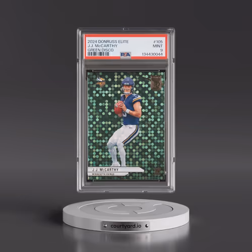 2024 Panini Donruss Elite #105 J.J. McCarthy - Green Disco (PSA 9 MINT)