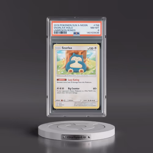 2019 Pokémon Sun & Moon Unbroken Bonds #158 Snorlax - Holo (PSA 8 NM-MT)