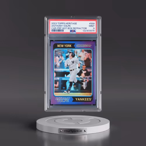 2023 Topps Heritage #599 Anthony Volpe - Chrome-Purple Hot Box Refractor (PSA 9 MINT)