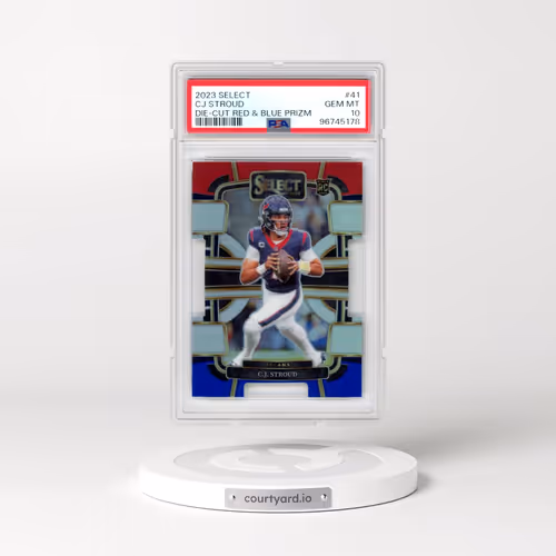 2023 Panini Select #41 CJ Stroud - Die-Cut Red & Blue Prizm (PSA 10 GEM MINT)