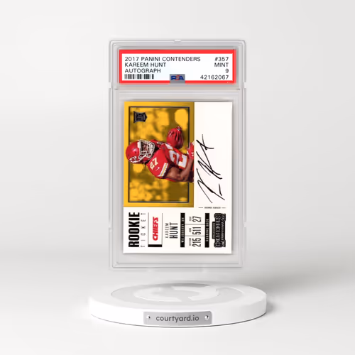 2017 Panini Contenders #357 Kareem Hunt - Autograph (PSA 9 MINT)