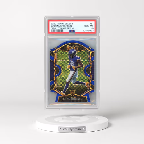 2020 Panini Select #61 Justin Jefferson - Die-Cut Blue Prizm (PSA 10 GEM MINT)