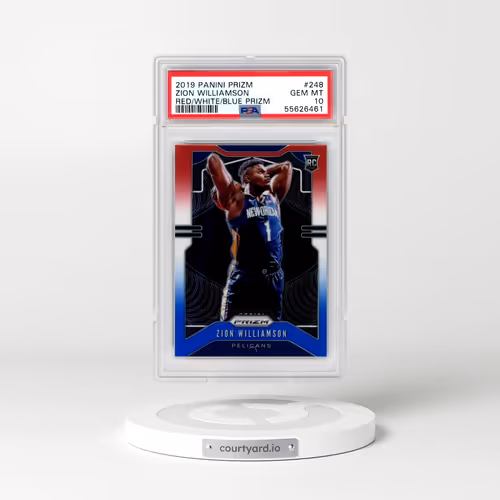 2019 Panini Prizm #248 Zion Williamson - Red/White/Blue Prizm (PSA 10 GEM MINT)