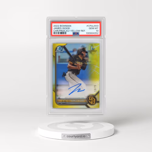 2022 Bowman Chrome Prospect Autographs #CPAJWD James Wood - Yellow Refractor (PSA 10 GEM MINT)