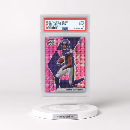 2020 Panini Mosaic #209 Justin Jefferson - Camo Pink (PSA 9 MINT)