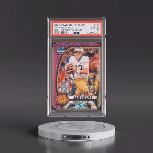 2024 Bowman University Chrome #154 Riley Leonard - Fuchsia Mini Diamond (PSA 10 GEM MINT)