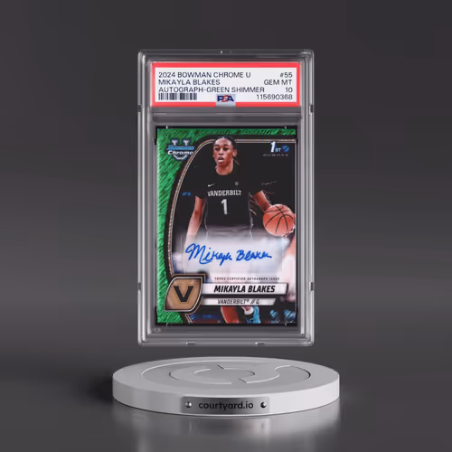2024 Bowman Chrome University #55 Mikayla Blakes - Autograph-Green Shimmer (PSA 10 GEM MINT)