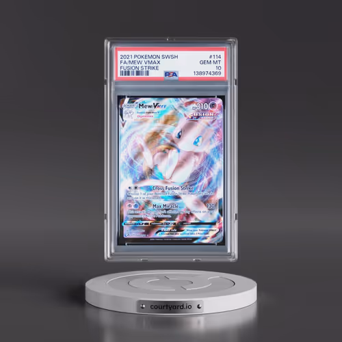 2021 Pokémon Sword & Shield Fusion Strike #114 Mew Vmax - Full Art (PSA 10 GEM MINT)