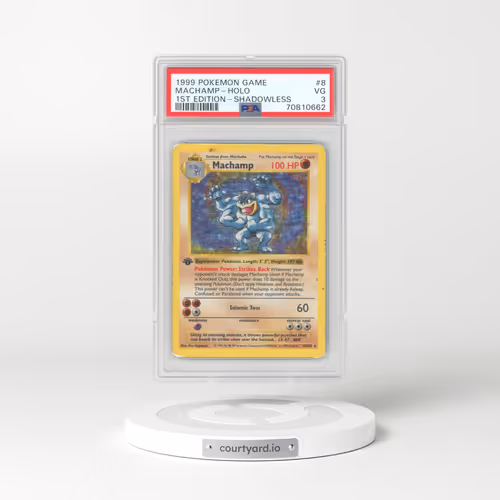 1999 Pokémon Game #8 Machamp - 1st Edition Holo Shadowless (PSA 3 VG)