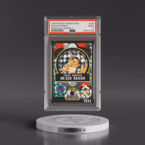 1997 Pocket Monsters Sealdass Series 2 #026 Raichu-Prism (PSA 9 MINT)
