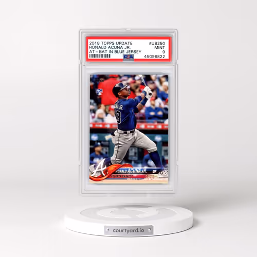 2018 Topps Update #US250 Ronald Acuna Jr. - At-Bat in Blue Jersey (PSA 9 MINT)